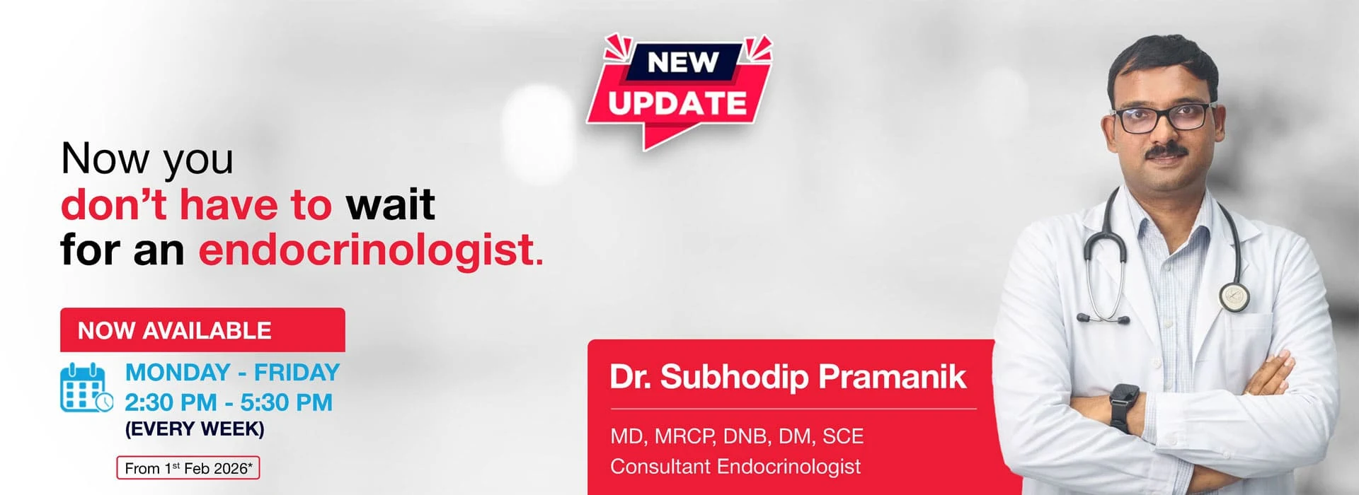 Dr. Subhodip Pramanik now available Monday to Friday
